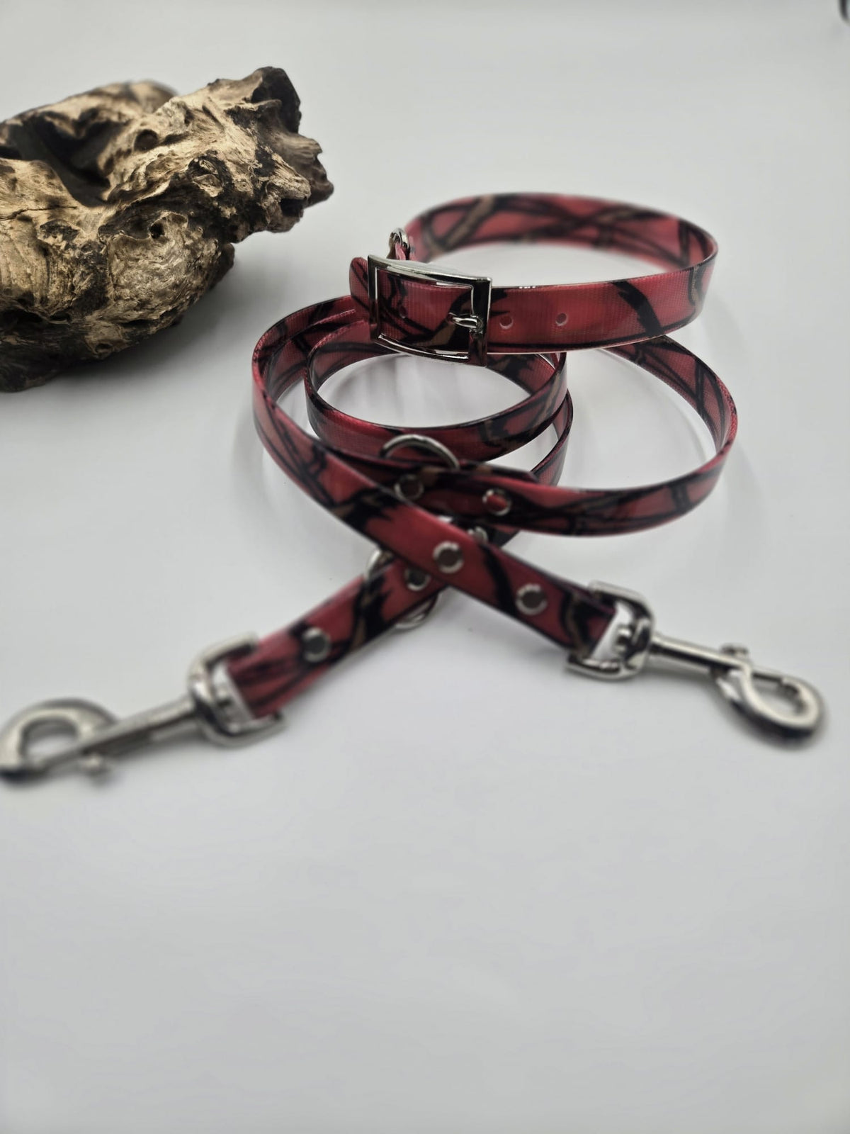 Sofortkauf - Biothane Gold-Halsband mit Camouflage-Muster - 33 bis 40 cm