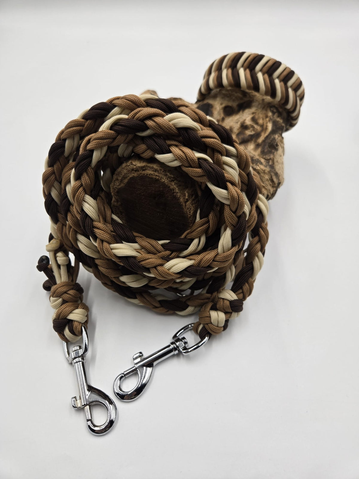 Sofortkauf - Biothane-Halsband mit Fischgrätenmuster „Goldbeige & Brauntöne“ - 23 bis 31 cm