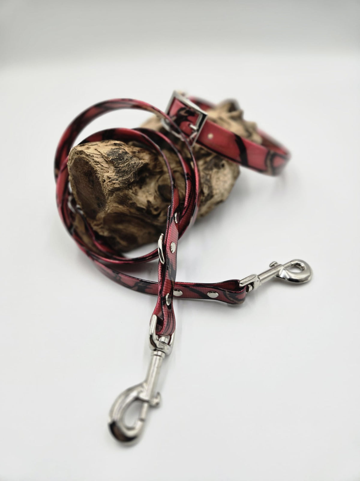 Sofortkauf - Biothane Gold-Halsband mit Camouflage-Muster - 31 bis 35 cm