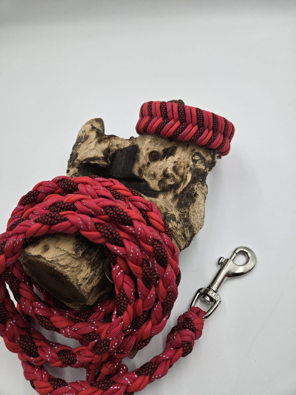 Sofortkauf - Biothane-Halsband in Rot mit Fischgrätenmuster - 39 bis 48 cm