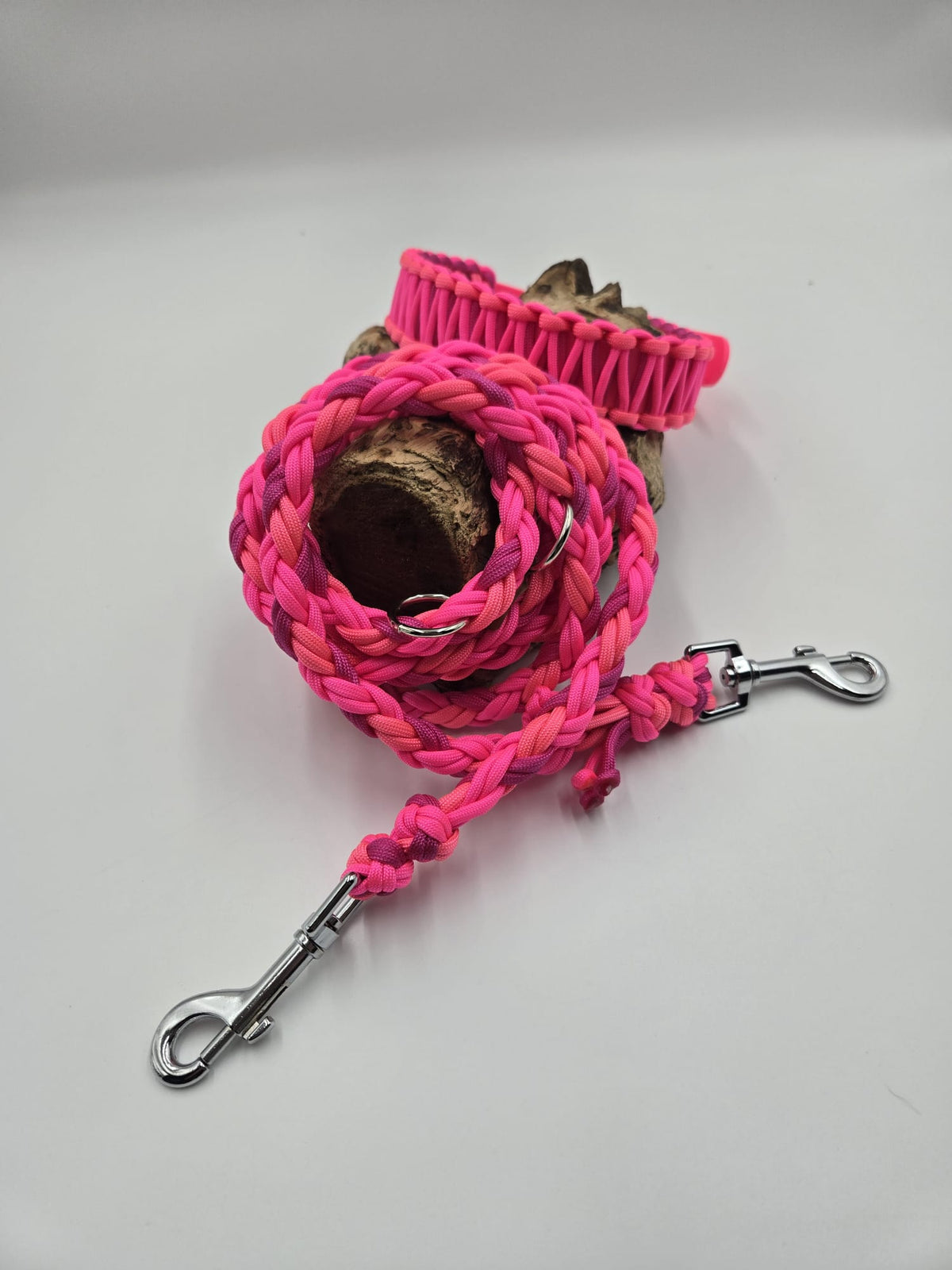 Sofortkauf - Biothane-Hundehalsband „Pink & Fuchsia“ im Cobramuster - 38 bis 45 cm