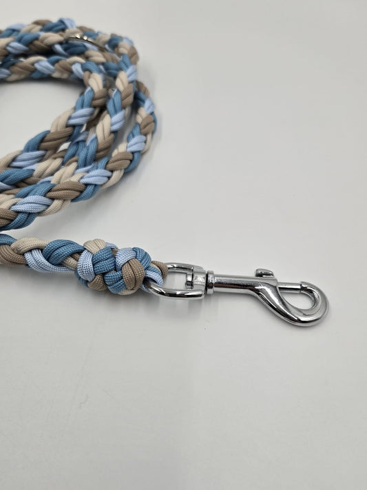 Sofortkauf - Paracord-Leine 8-fach geflochten „Blau & Beige“ – 220 cm