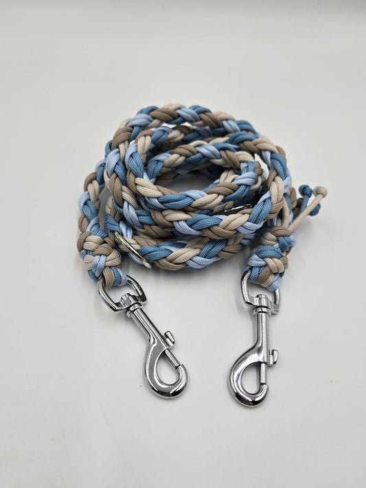 Sofortkauf - Paracord-Leine 8-fach gelochten „Blau & Beige“ – 260 cm