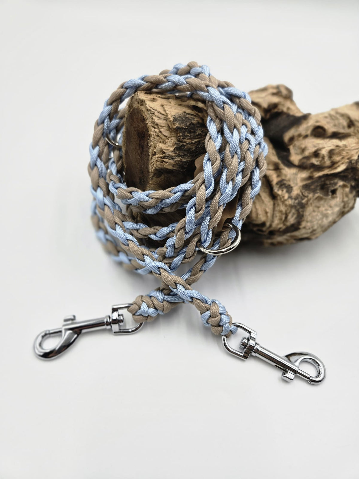 Sofortkauf - Paracord-Leine 4-fach geflochten „Blau & Beige“ – 230 cm