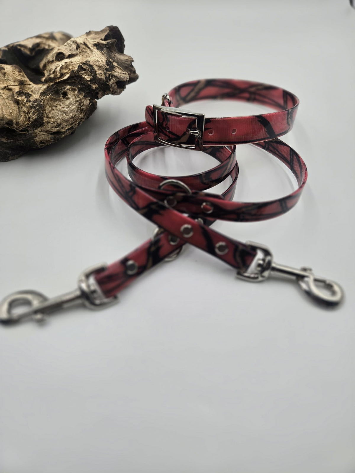 Sofortkauf - Biothane Gold-Halsband mit Camouflage-Muster - 41 bis 47 cm