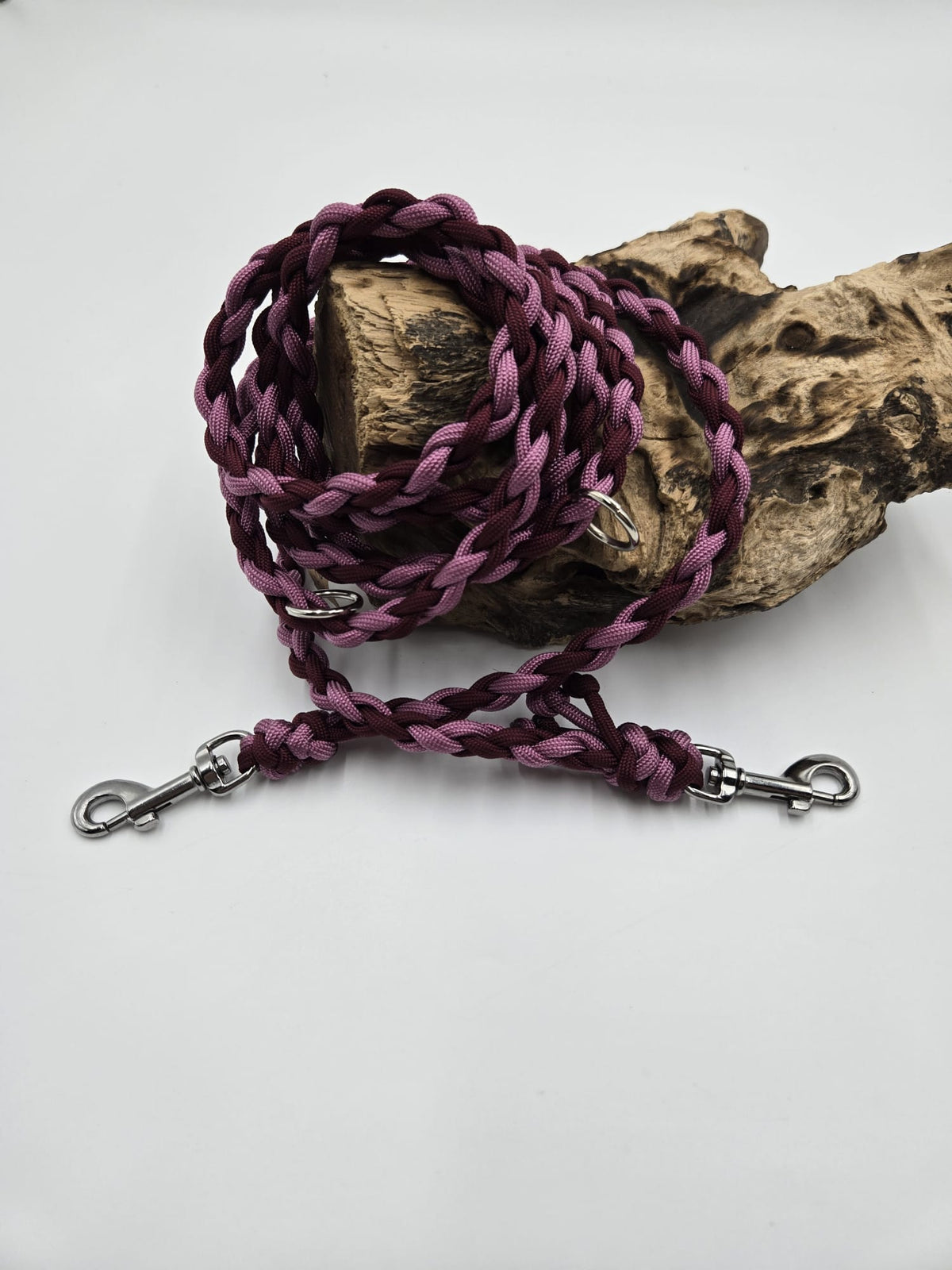 Sofortkauf - 4fach Paracord-Leine „Bordeaux, Rosa & Grau“ – 280 cm