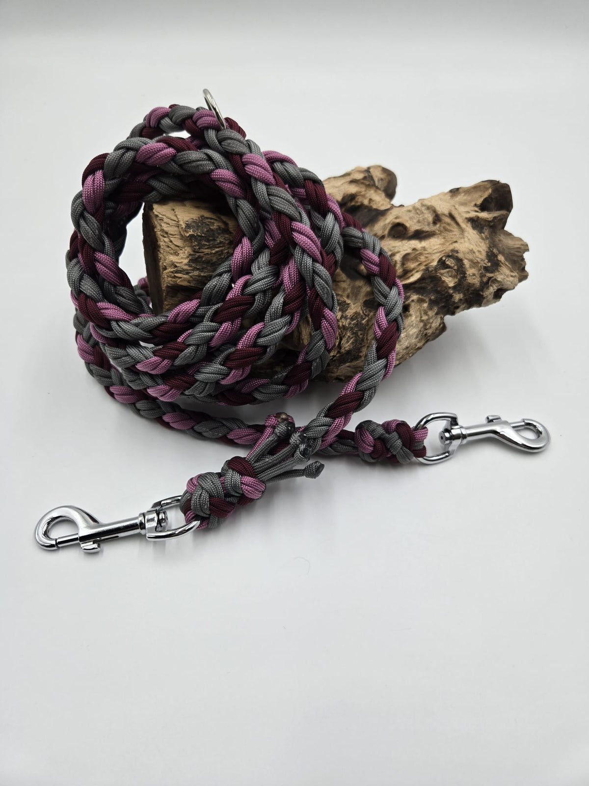 Sofortkauf - 8fach Paracord-Leine „Bordeaux, Rosa & Grau“ – 200 cm
