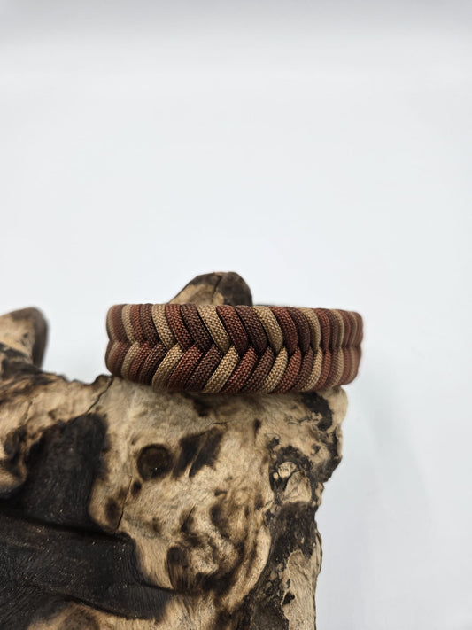 Sofortkauf - Biothane-Halsband mit Paracord-Fischgrätenmuster "Brauntöne" - 23 bis 30 cm
