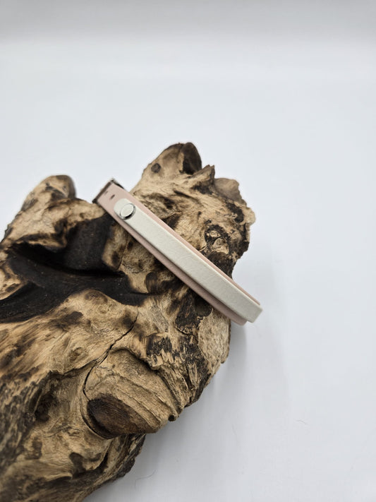 Sofortkauf - Biothane-Halsband in Hellbeige & Weiß - 26 bis 32 cm