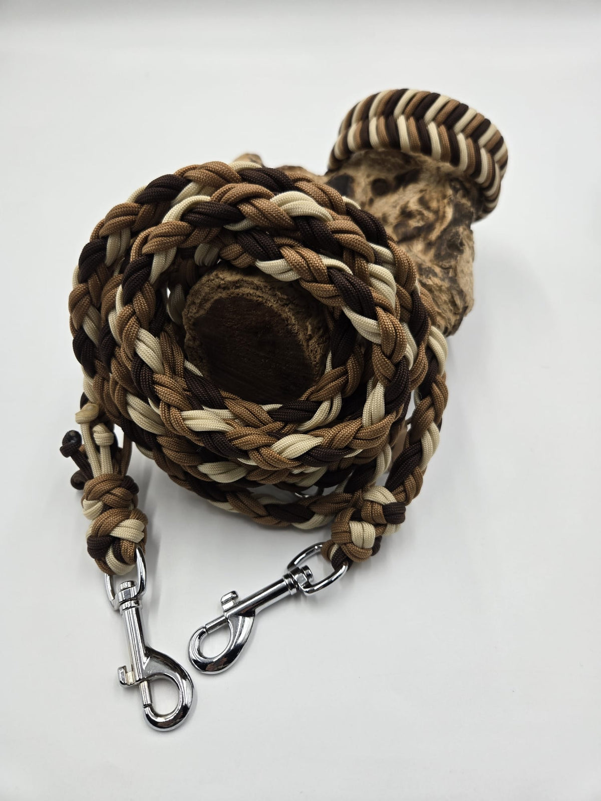 Sofortkauf - Biothane-Halsband mit Fischgrätenmuster „Goldbeige & Brauntöne“ - 35 bis 43 cm