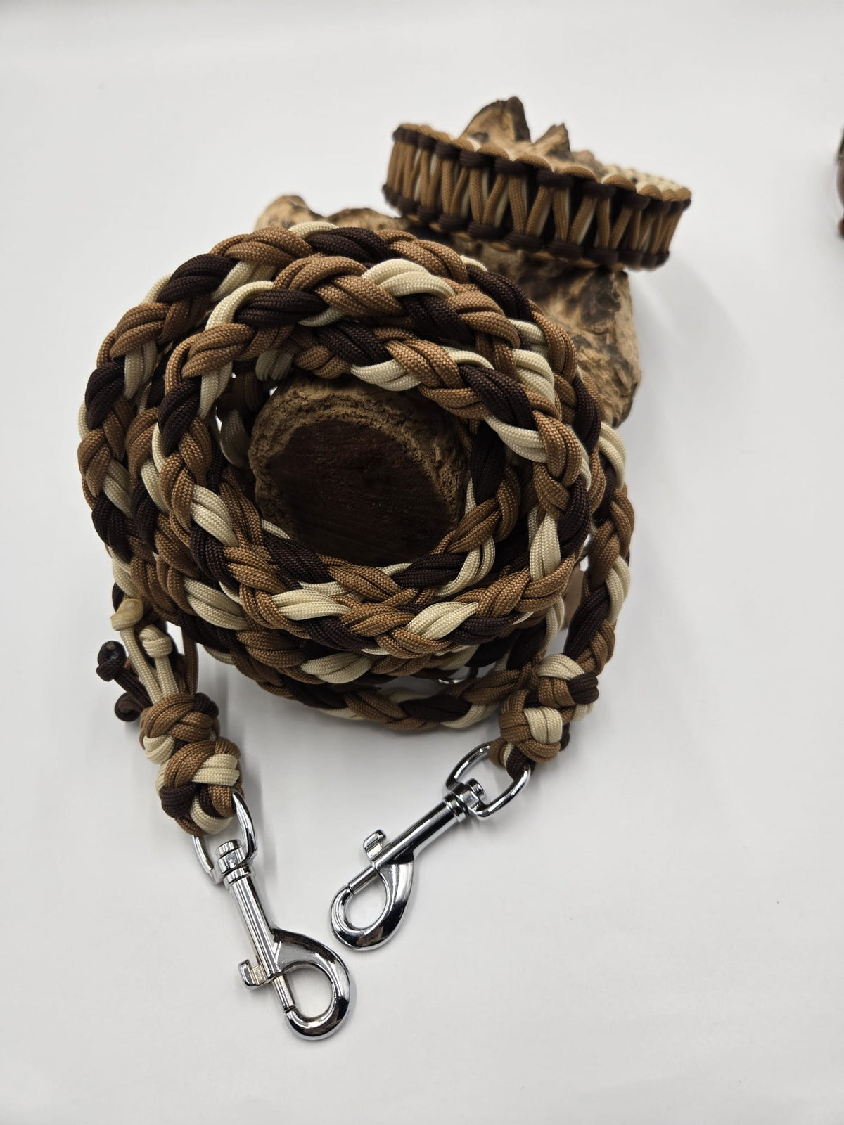 Sofortkauf - Biothane-Hundehalsband mit Cobramuster "Beige und Brauntönen" - 39 bis 46 cm