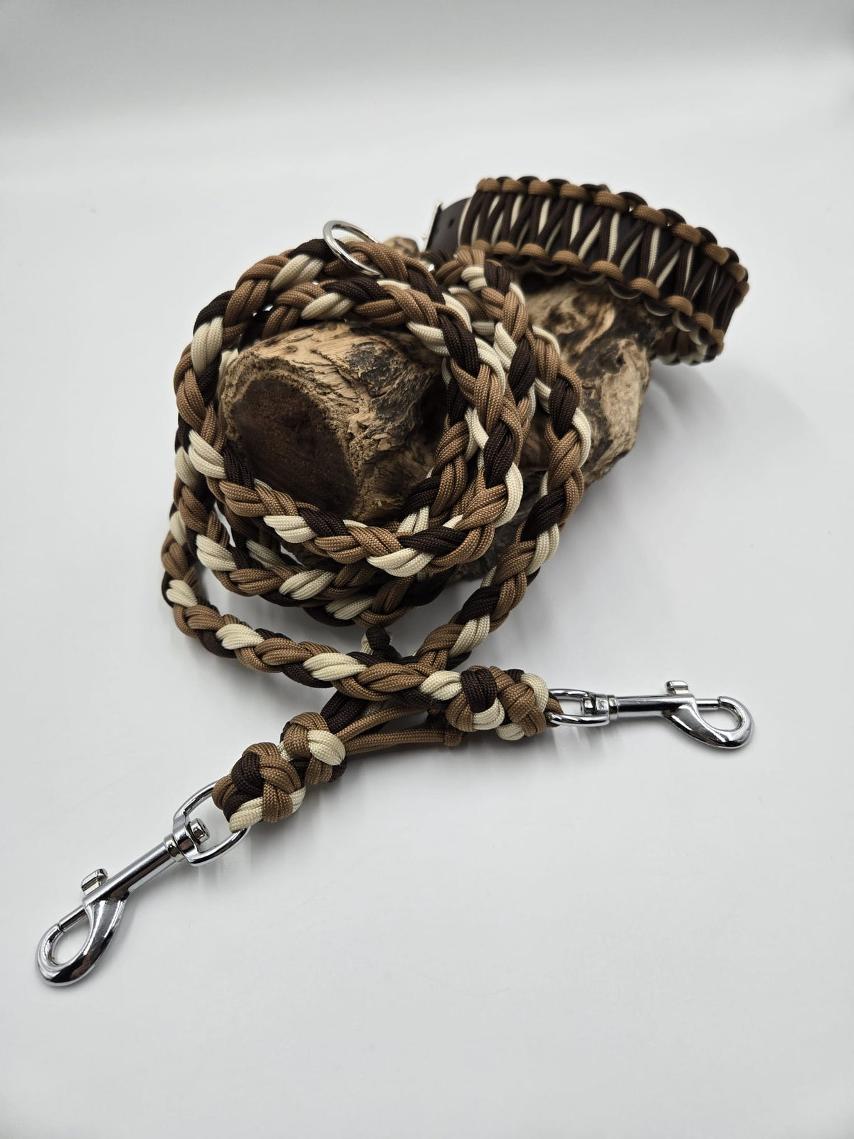Sofortkauf - Biothane-Hundehalsband mit Cobramuster "Beige und Brauntönen" - 30 bis 39 cm