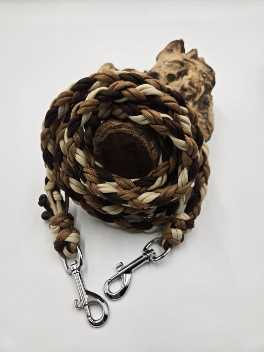 Sofortkauf - Paracord-Leine 8-fach geflochten „Goldbeige & Brauntöne“ – 280 cm