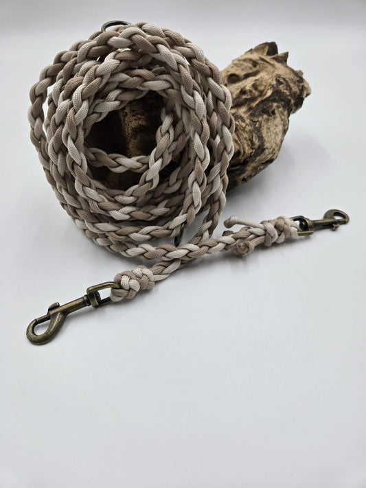 Sofortkauf - Paracord-Leine 4-fach geflochten „Beige & Hellbeige“ – 250 cm