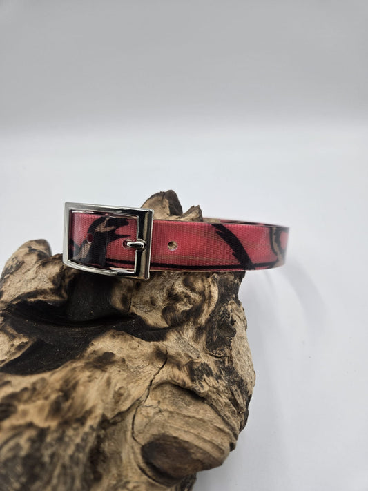 Sofortkauf - Biothane Gold-Halsband mit Camouflage-Muster - 27 bis 33 cm