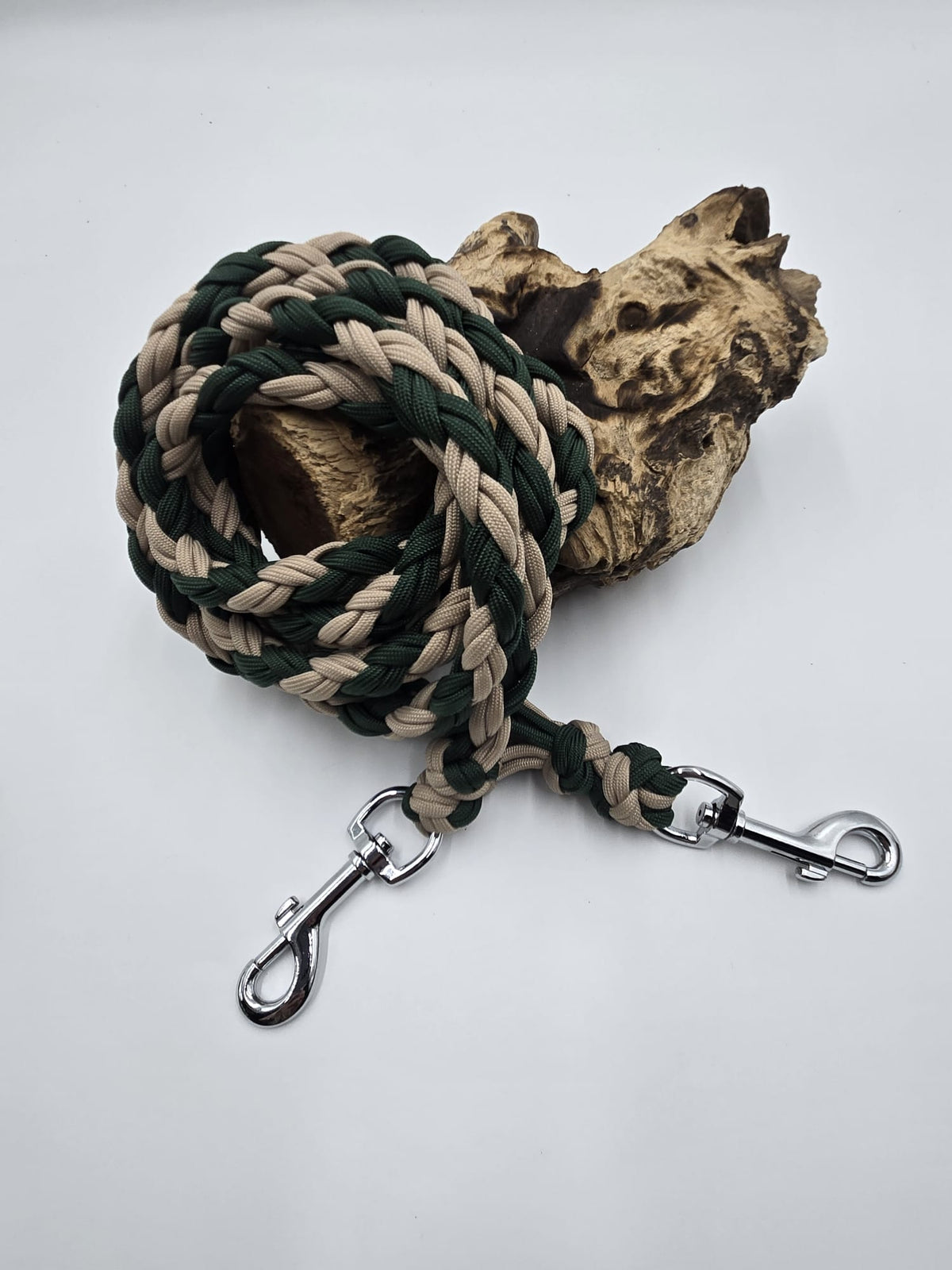 Sofortkauf - Paracord-Leine 8-fach geflochten "Beige und Grün" - 180 cm