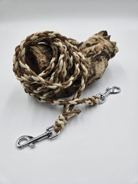 Sofortkauf - Paracord Leine 4-fach geflochten in Hellbeige & Hellbraun - 230 cm