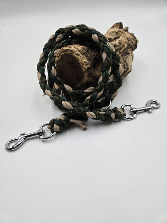 Sofortkauf - Paracord-Leine 8-fach geflochten "Beige und Grüntöne" - 180 cm