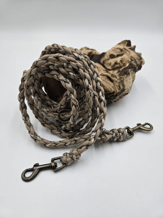 Sofortkauf - Paracord-Leine 4-fach geflochten „Beige & Camouflagebeige“ – 280 cm