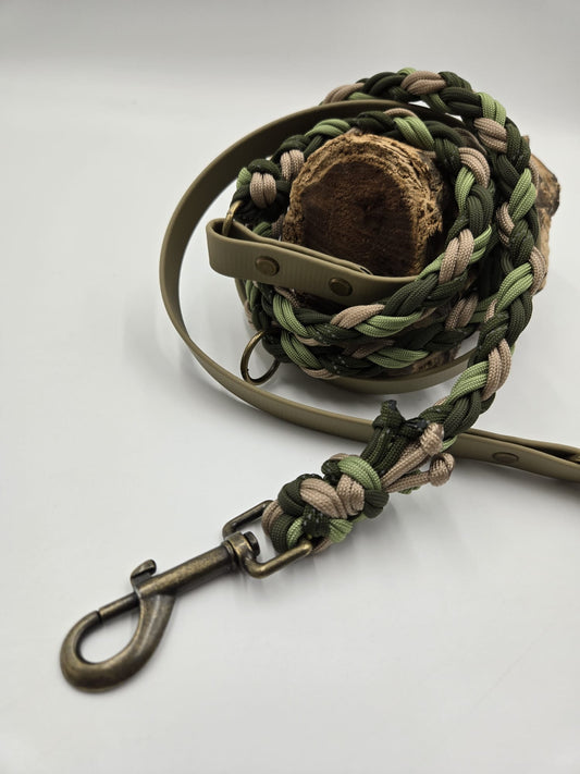 Sofortkauf - Kombi-Leine aus 19 mm Biothane & Paracord 8-fach geflochten - 200 cm