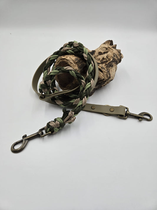Sofortkauf - Kombi-Leine aus 19 mm Biothane & Paracord 8-fach geflochten - 200 cm