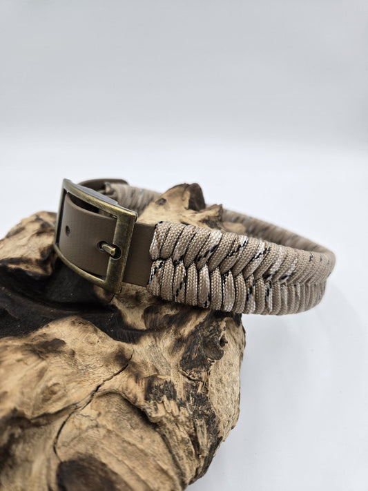 Sofortkauf - Biothane-Halsband in Coyote mit Fischgrätenmuster - 29 bis 37 cm