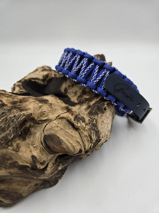 Sofortkauf - Hundehalsband mit Paracord-Umwicklung in verschiedenen Blautönen - 31 bis 39 cm