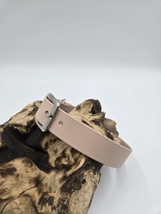 Sofortkauf - Biothane-Halsband in Hellbeige - 40 bis 48 cm