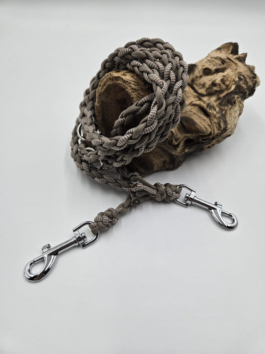 Sofortkauf - Paracord-Leine 4-fach geflochten „Graubeige & Beigeeffekt“ – 230 cm