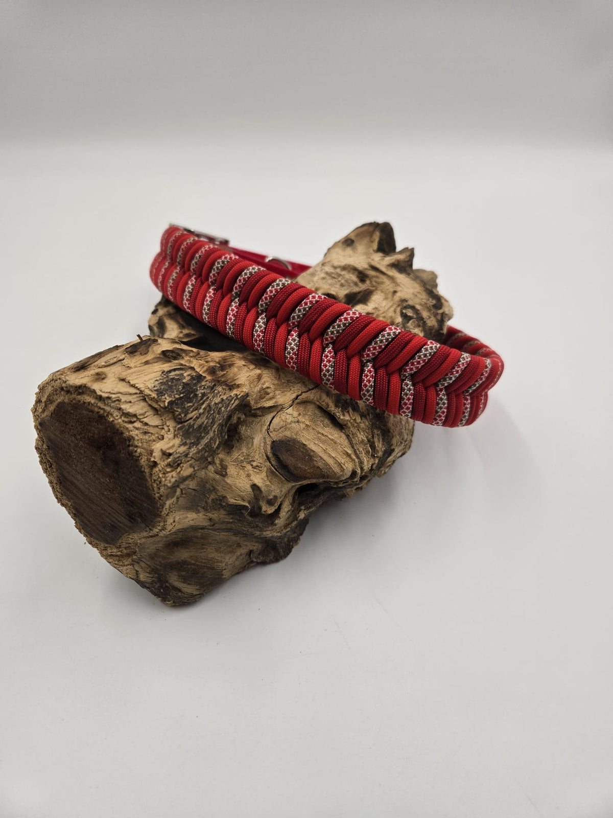 Sofortkauf - Biothane-Halsband in Rot mit Fischgrätenmuster - 51 - 60 cm