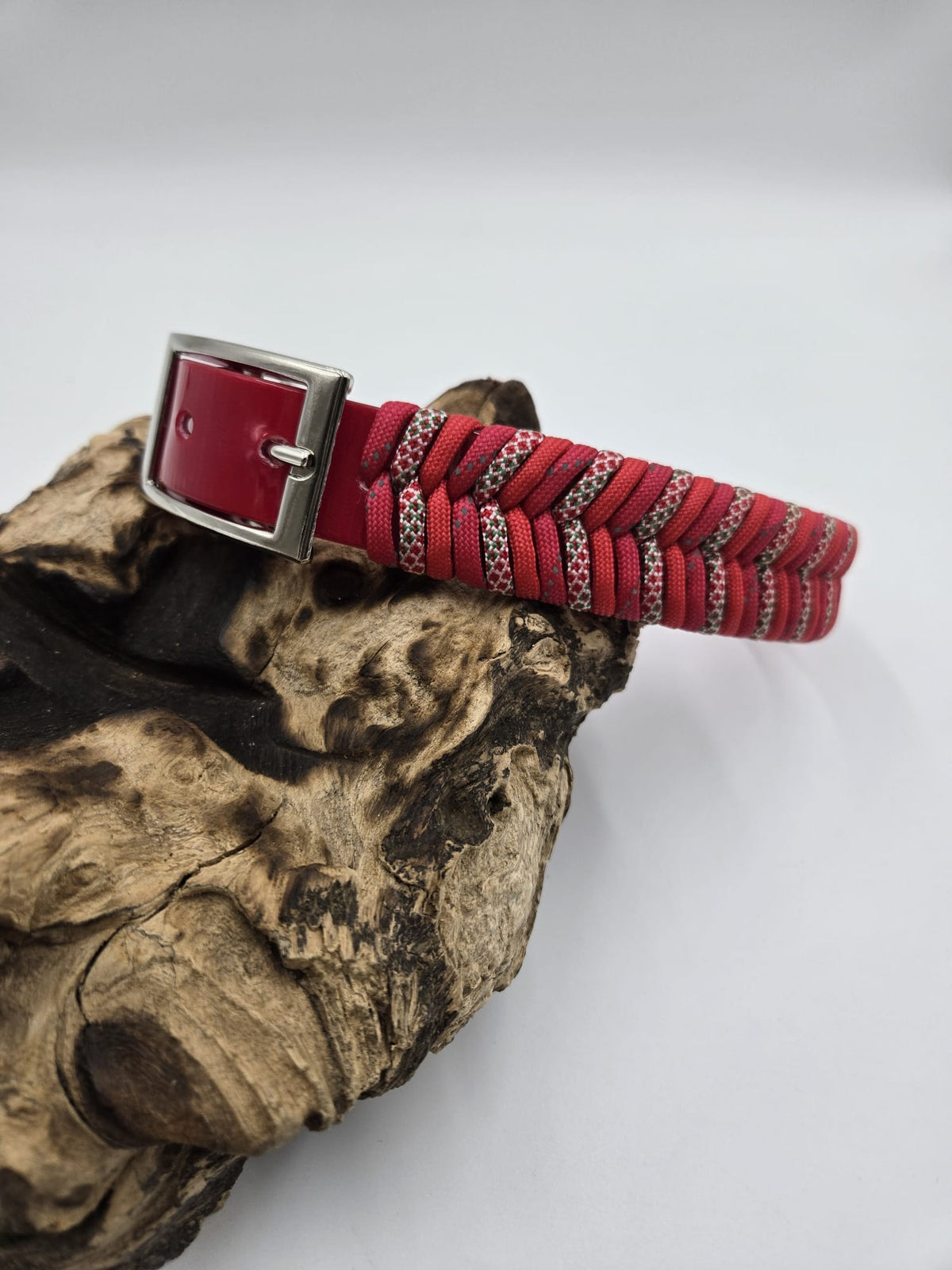 Sofortkauf - Biothane-Halsband in Rot mit Fischgrätenmuster - 51 - 60 cm