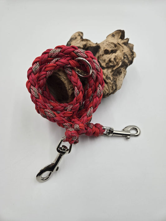 Sofortkauf - Paracord-Leine 8-fach geflochten „Rot & Reflex“ – 180 cm