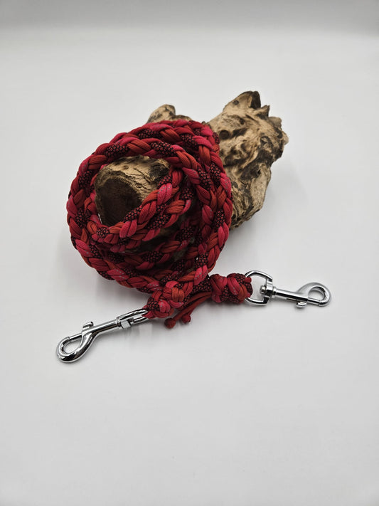Sofortkauf - Paracord-Leine 8-fach geflochten „Rot & Reflex“ – 270 cm