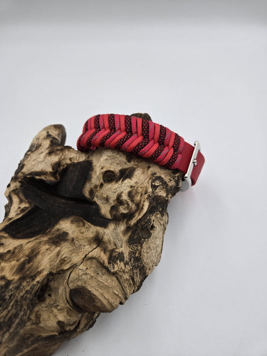 Sofortkauf - Biothane-Halsband in Rot mit Fischgrätenmuster - 24 bis 27 cm