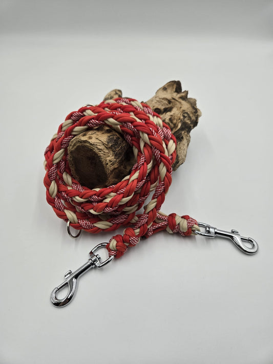 Sofortkauf - Paracord-Leine 8-fach geflochten in Rot - 220 cm