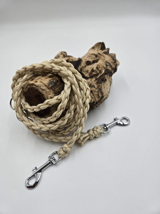 Sofortkauf - Paracord-Leine 4-fach geflochten „Hellbeige“ – 240 cm