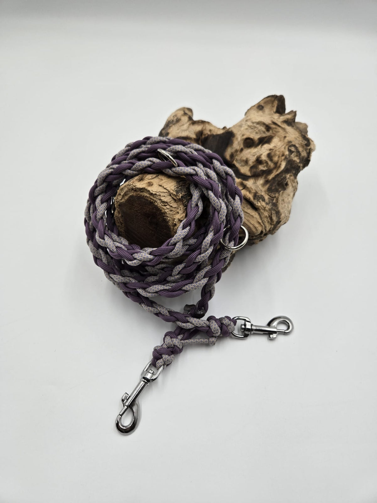 Sofortkauf - Paracord-Leine 4-fach geflochten „Beige Lila Diamond & Mauve“ – 240 cm