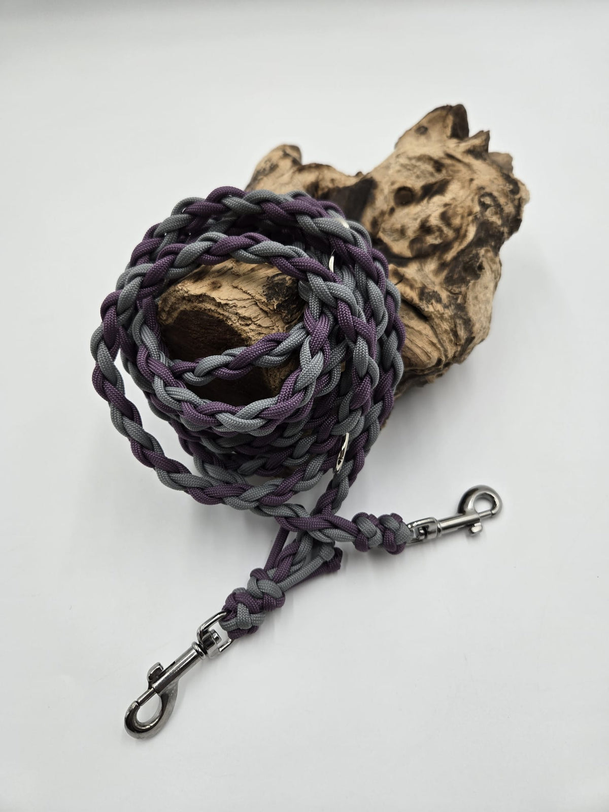 Sofortkauf - Paracord-Leine 4-fach geflochten „Stone Grey & Mauve“ – 230 cm