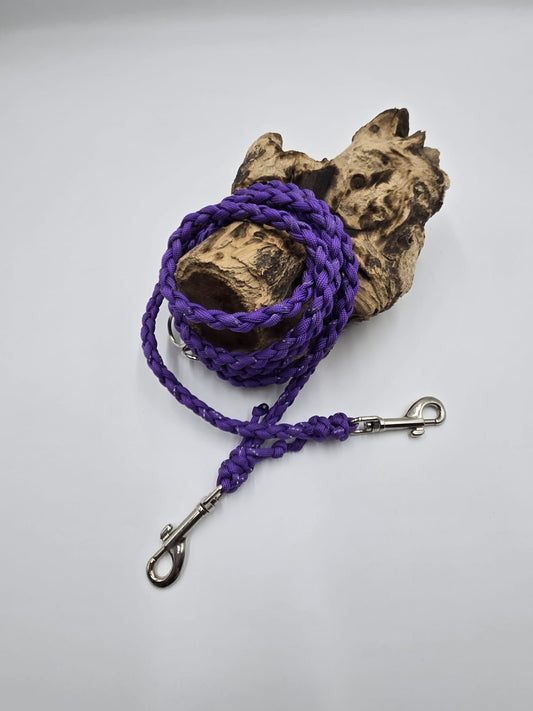 Sofortkauf - Paracord-Leine 4-fach geflochten „Violett & Violett Reflex“ – 190 cm