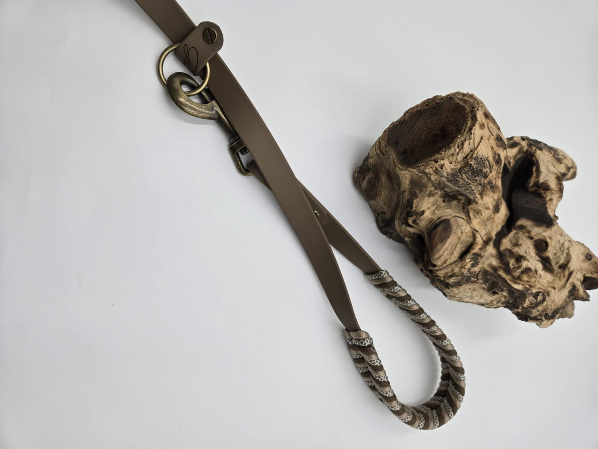 Sofortkauf - Biothane-Leine „Coyote & Gold Mine Diamond“ mit umwickelter Handschlaufe – 200 cm