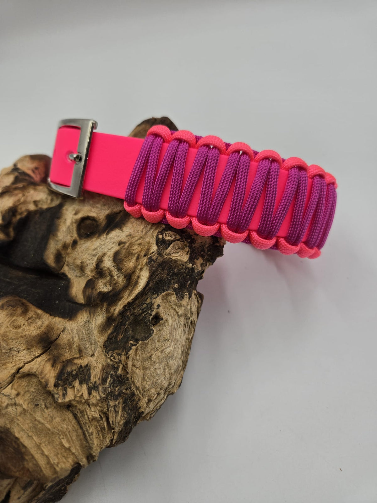 Sofortkauf - Biothane-Hundehalsband „Pink & Fuchsia“ im Cobramuster - 31 bis 45 cm