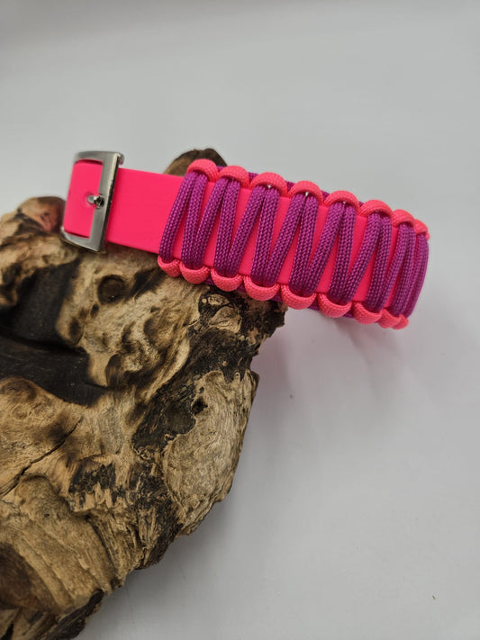 Sofortkauf - Biothane-Hundehalsband „Pink & Fuchsia“ im Cobramuster - 31 bis 45 cm